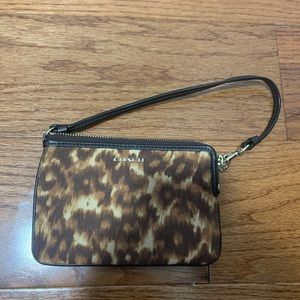 Leopard-Print Coach Wristlet with Card Pocket